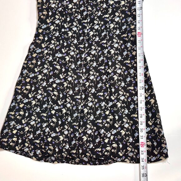 Vtg 90s Petite Sophisticate Button Front Rayon Dress Micro Floral Grunge - Picture 14 of 14